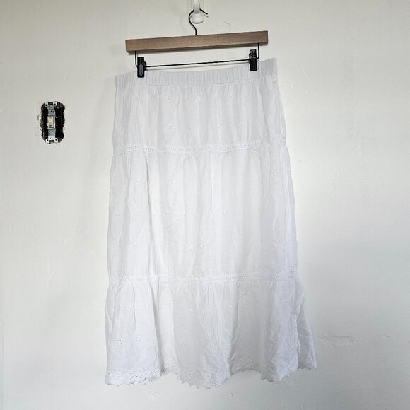 Lined Eyelet White Maxi Skirt - Picture 1 of 8